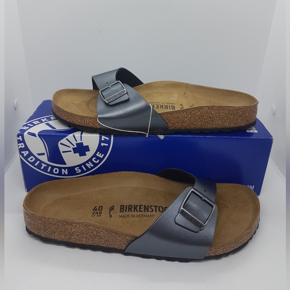 Birkenstock Shoes - NWB Birkenstock Madrid Metallic Black Sandals Sz W9/M7